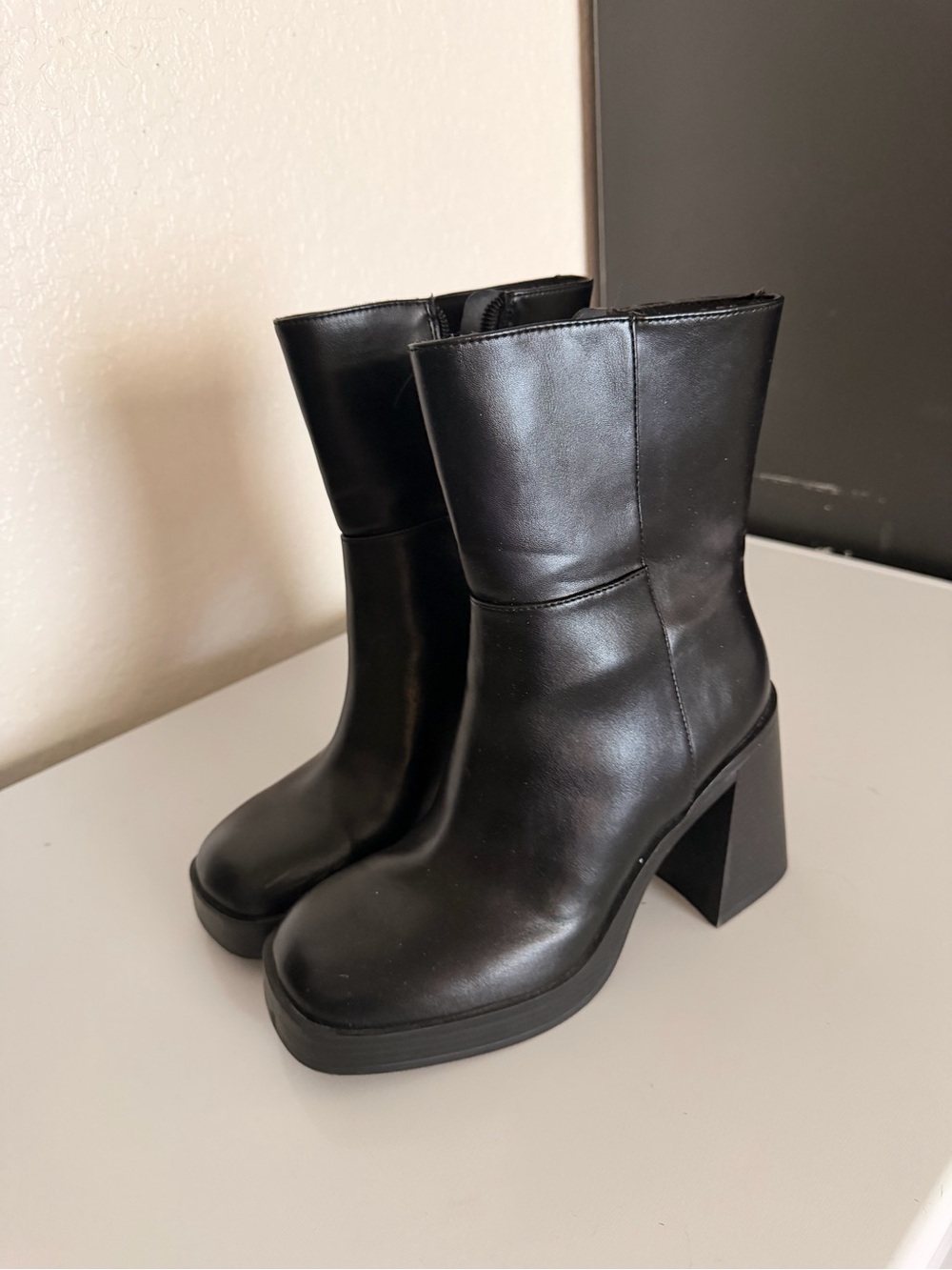 No Boundaries Black Platform Block Heel Ankle Boots